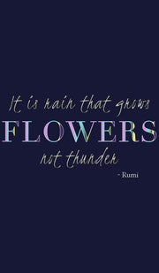 Rumi Quotes Fine Short Sleeve Womens T Shirt - Flowers - Navy