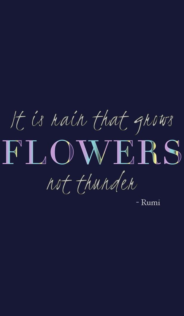 Rumi Quotes Fine T-shirt à manches courtes pour femmes - Fleurs - Marine