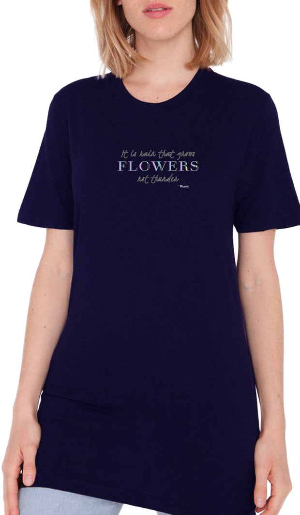 Rumi Quotes Fine T-shirt à manches courtes pour femmes - Fleurs - Marine