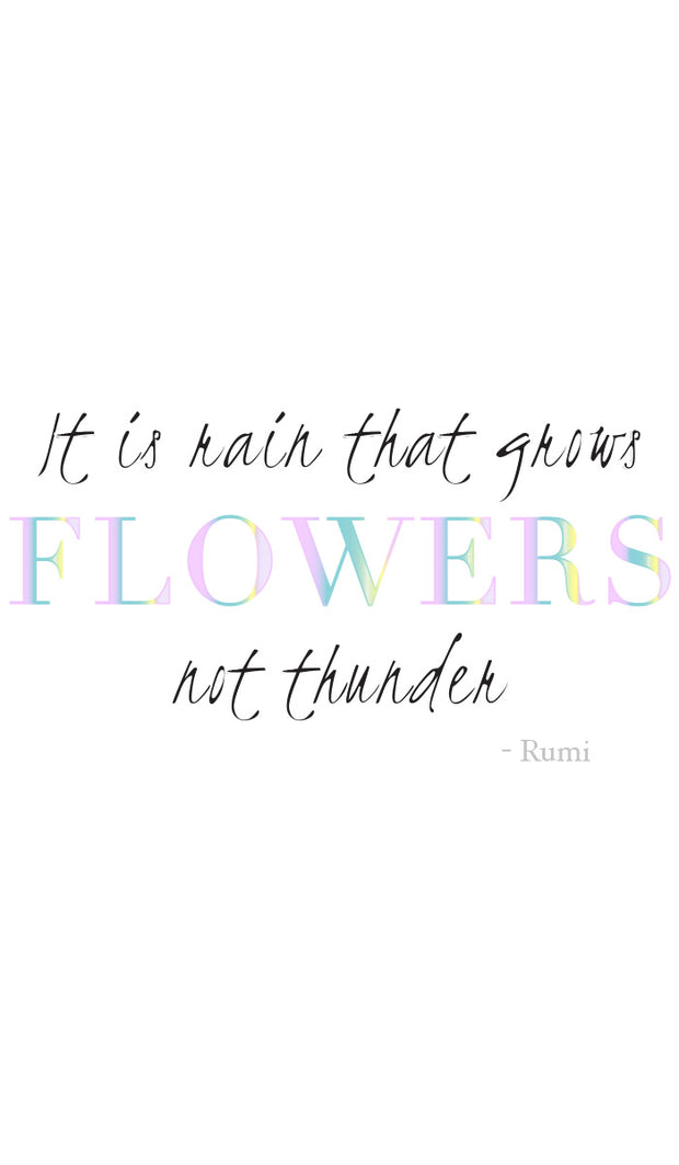 Rumi Quotes Fine T-shirt à manches courtes pour femmes - Fleurs - Blanc