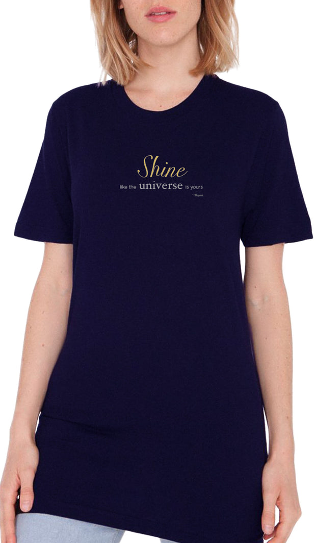 Rumi Quotes Fine Short Sleeve Womens T Shirt - Shine - Navy