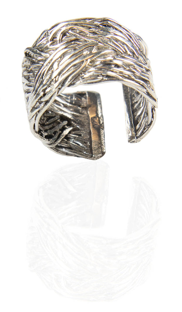 Bague Kun Fayakun tressée en argent sterling - Argent - VENTE FINALE