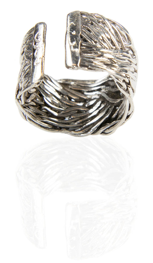 Bague Kun Fayakun tressée en argent sterling - Argent - VENTE FINALE
