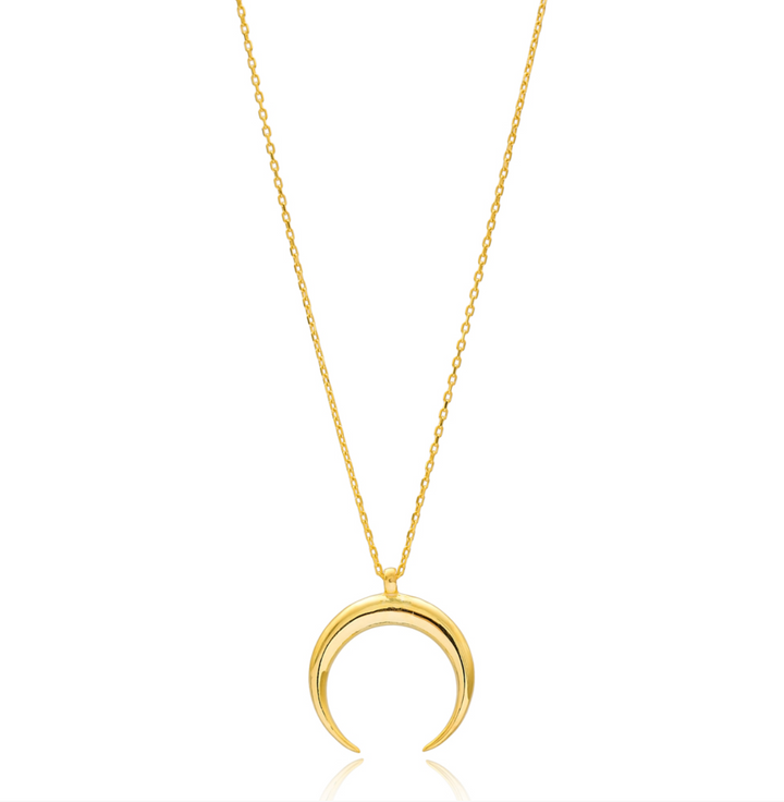 Saba Simple Sterling Silver Crescent Moon Necklace - Gold