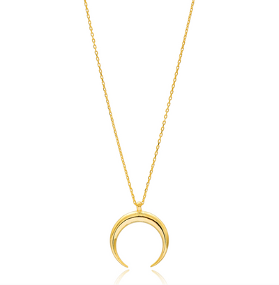 Saba Simple Sterling Silver Crescent Moon Necklace - Gold