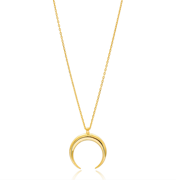 Saba Simple Sterling Silver Crescent Moon Necklace - Gold