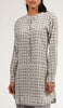 Sabeen Long Cotton Plaid Embroidered Tunic Dress - Gray - FINAL SALE