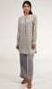 Sabeen Long Cotton Plaid Embroidered Tunic Dress - Gray