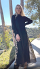 Nyla Modest Long Formal Gold Embellished Maxi Dress - Black