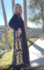 Nyla Modest Long Formal Gold Embellished Maxi Dress - Black
