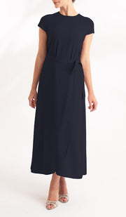 Sebil Modest Long Wrap Front Maxi Dress - Black
