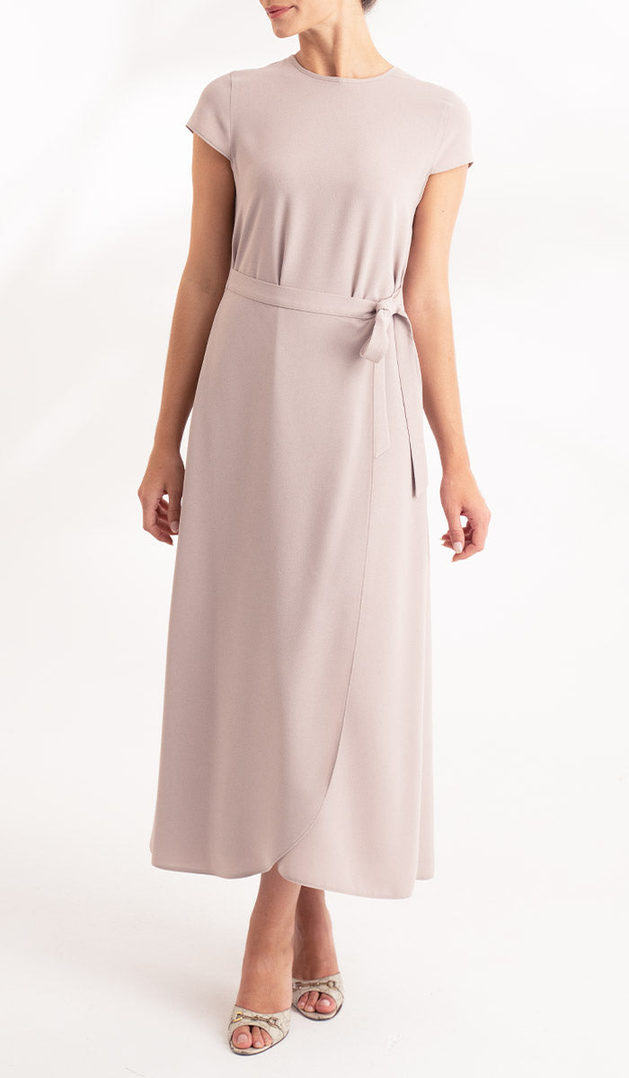 Sebil Modest Long Wrap Front Maxi Dress - Mocha - FINAL SALE
