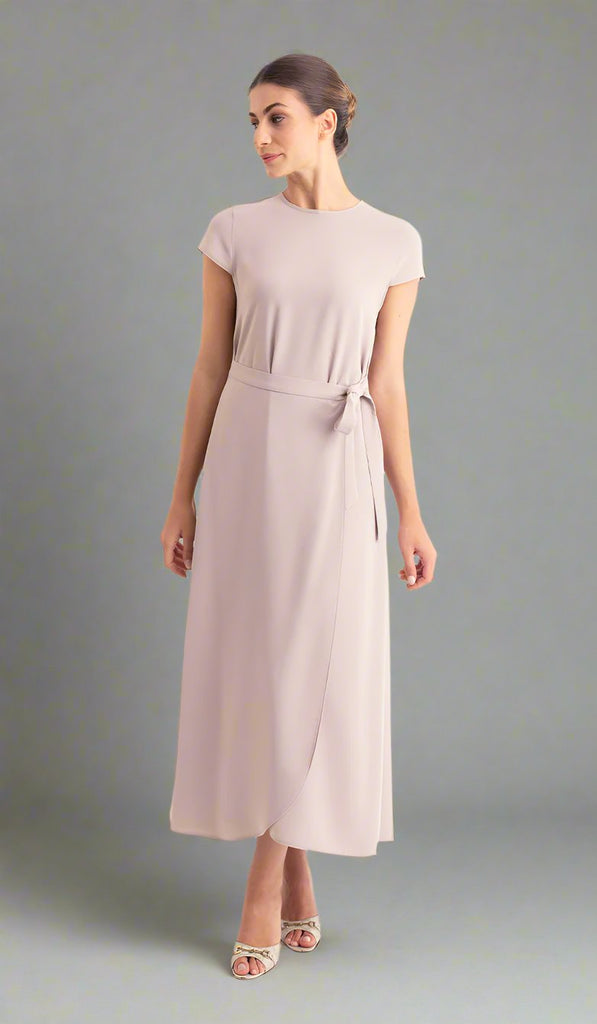 Sebil Modest Long Wrap Front Maxi Dress-Mocha | Modest Muslim Dresses