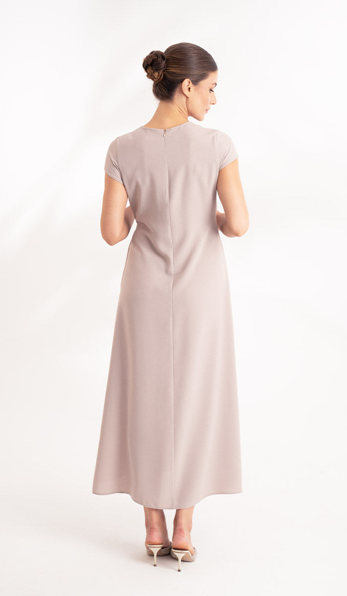 Sebil Modest Long Wrap Front Maxi Dress - Mocha - FINAL SALE