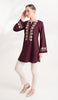 Sefin Embroidered Mostly Cotton Modest Tunic - Maroon/Cream
