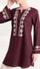 Sefin Embroidered Mostly Cotton Modest Tunic - Maroon/Cream