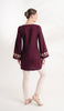 Sefin Embroidered Mostly Cotton Modest Tunic - Maroon/Cream