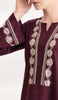 Sefin Embroidered Mostly Cotton Modest Tunic - Maroon/Cream