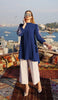 Seher Embroidered Modest Midi Tunic Dress - Marina Blue - FINAL SALE