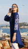 Robe tunique midi modeste brodée Seher - Marina Blue