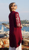 Robe tunique midi modeste brodée Seher - Marron
