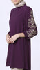 Robe tunique midi modeste brodée Seher - Violet