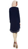 Selena Embroidered Long Modest Muslim Tunic - Navy Blue