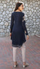 Selena Embroidered Long Modest Tunic - Navy Blue