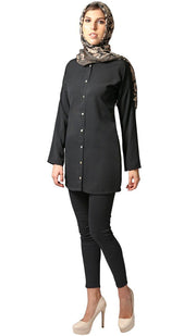 Sera Long Modest Two Way Tunic - Black - FINAL SALE