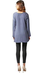 Sera Long Modest Two Way Tunic - Gray - FINAL SALE