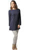 Sera Long Modest Reversible Buttondown Tunic - Navy Blue