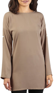 Sera Long Modest Two Way Tunic - Mocha Brown - FINAL SALE