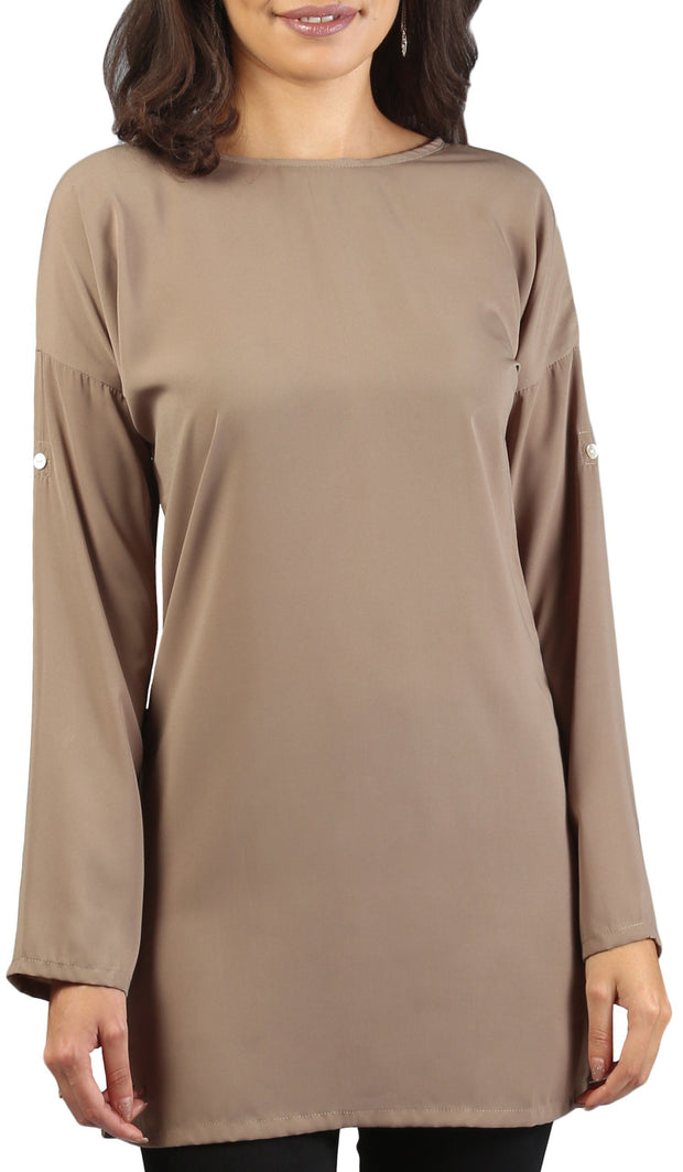 Tunique longue modeste bidirectionnelle Sera - Moka Brown - Vente finale