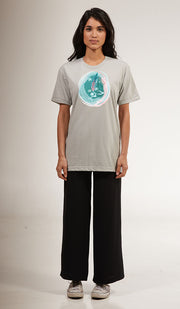 T-shirt en coton à manches courtes avec calligraphie arabe - Hulm - Gris