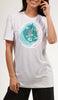 Short Sleeve Cotton T Shirt with Arabic Calligraphy - Hulm - White