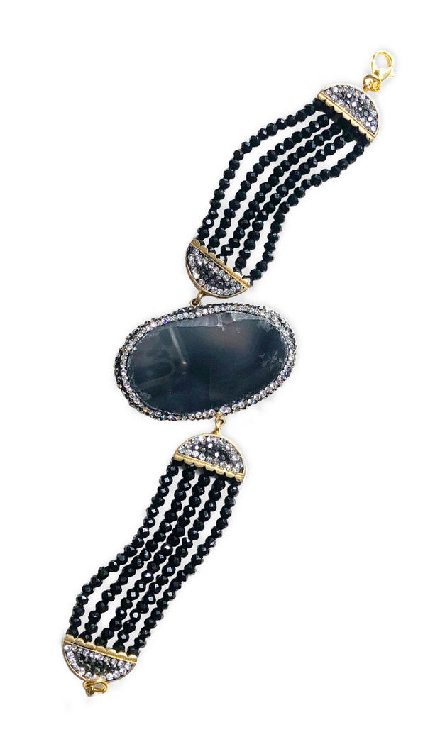 Smoky Black Agate Geode Statement Bracelet - FINAL SALE