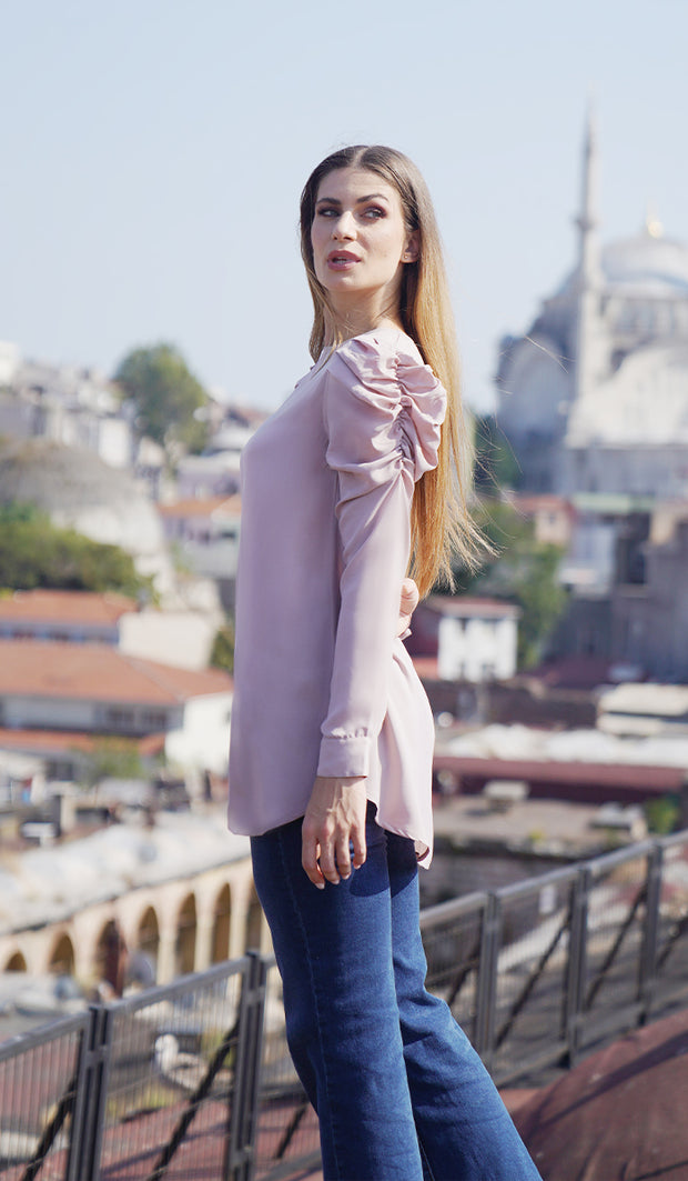 Tunique à manches froncées Soraya Essential - Rose Blush - Vente Finale