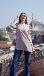 Soraya Essential Gathered Sleeve Tunic - Blush Pink - FINAL SALE