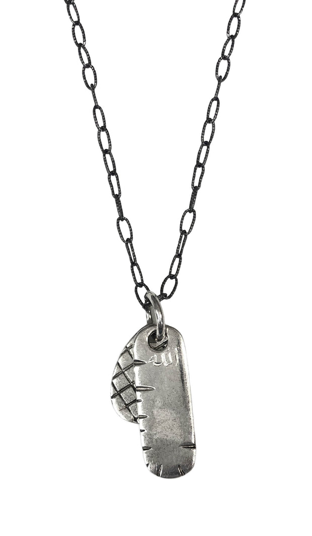 Sterling Silver Antique Look Allah Tag Necklace