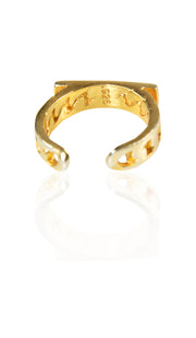 Sterling Silver Alhamdulillah Adjustable Band Ring-Gold