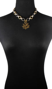 Sterling Silver Tricolor Allah Calligraphy Necklace