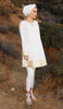 Sultana Gold Embellished Long Modest Tunic - Off White - PREORDER (ships in 2 weeks)