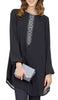 Suroor Embroidered Long Modest Tunic - Black