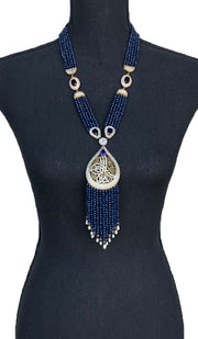 Long collier turc à pampilles Tughra - Bleu
