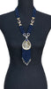 Long Turkish Tughra Tassel Necklace - Blue
