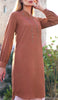 Robe tunique midi modeste brodée Tazeen - Brique