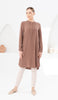Robe tunique midi modeste brodée Tazeen - Moka 