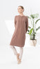 Robe tunique midi modeste brodée Tazeen - Moka 