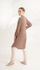 Robe tunique midi modeste brodée Tazeen - Moka 
