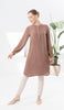 Robe tunique midi modeste brodée Tazeen - Moka 